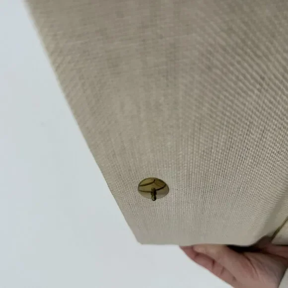 Vintage Beige Long Linen Fabric Envelope Clutch Bag Gold Tone - Picture 9 of 11